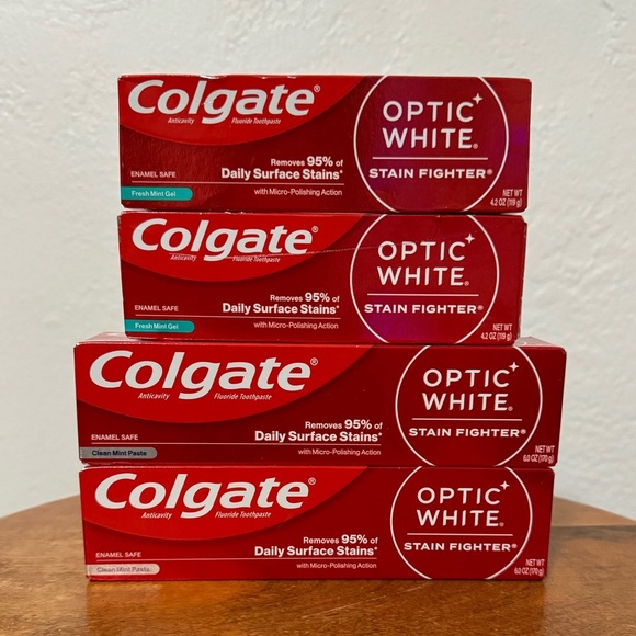 4 Pack Bundle - Colgate Optic White Stain Fighter, 6 oz & 4.2 oz - Picture 2 of 8